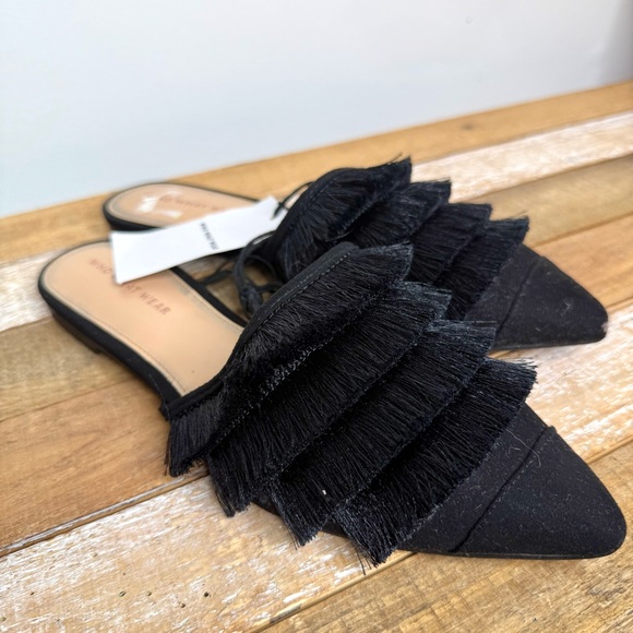 Who What Wear Black Fringe Women's Shoes - Picture 3 of 10